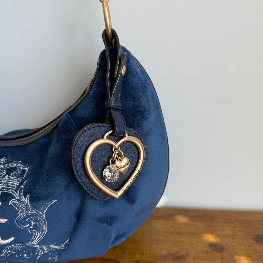 New Juicy Couture Need More Regal Blue Shoulder Hobo Handbag Wristlet Wallet Y2K